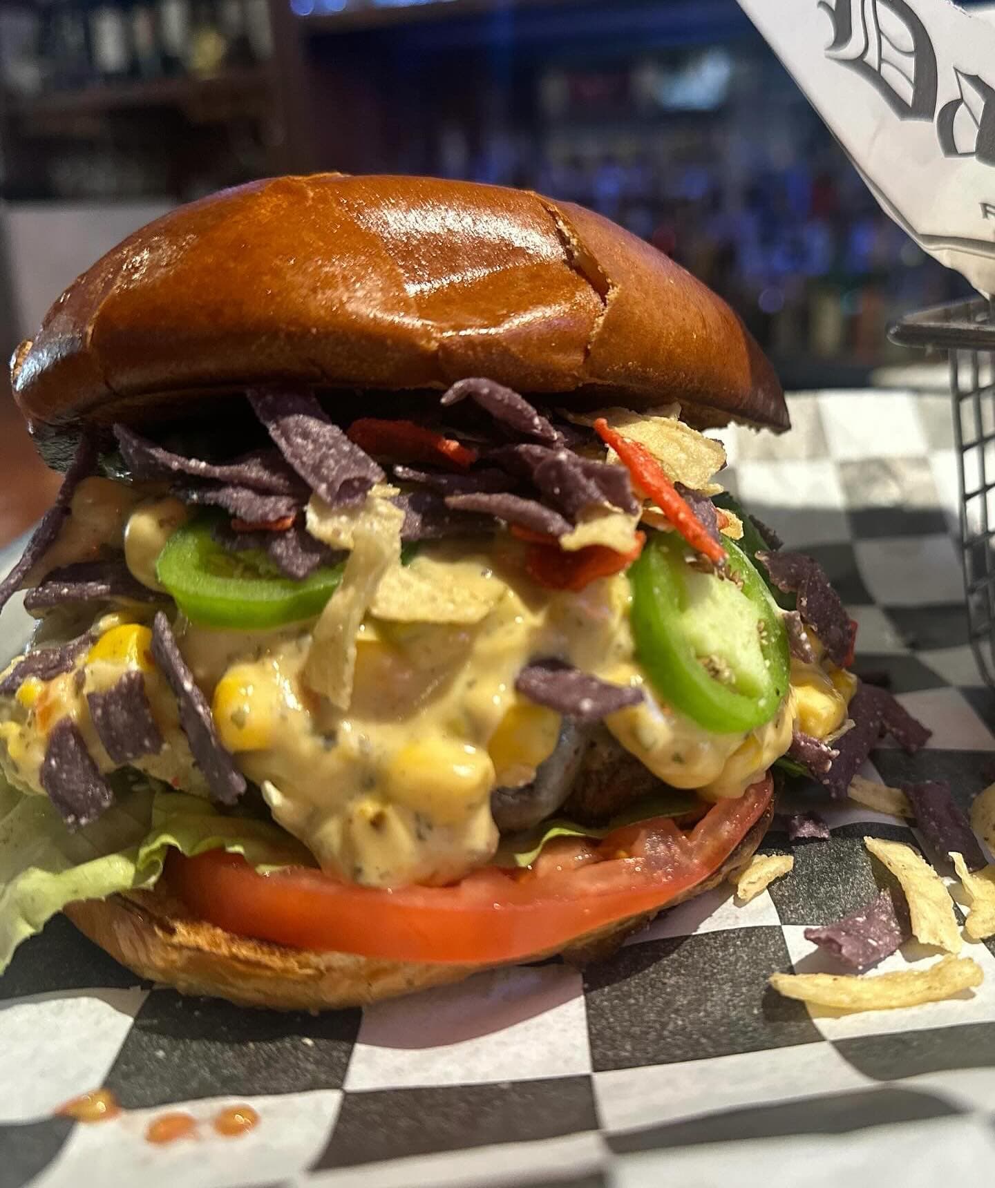 The Mason Burger — signature half-pound burger at The Mason Jar in Greer SC
