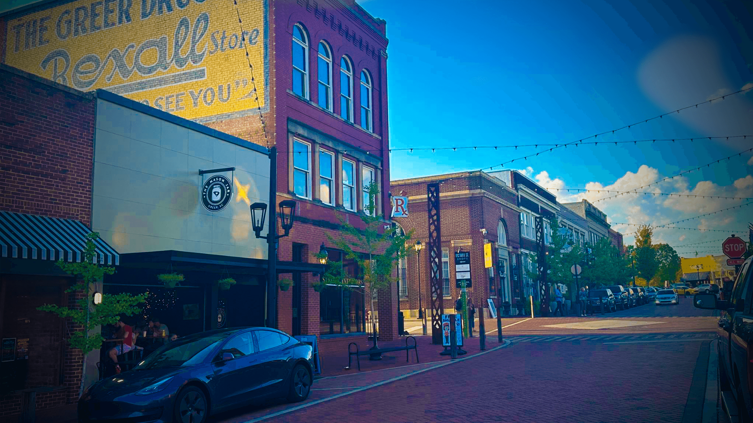The Mason Jar bar and grill interior — downtown Greer, SC